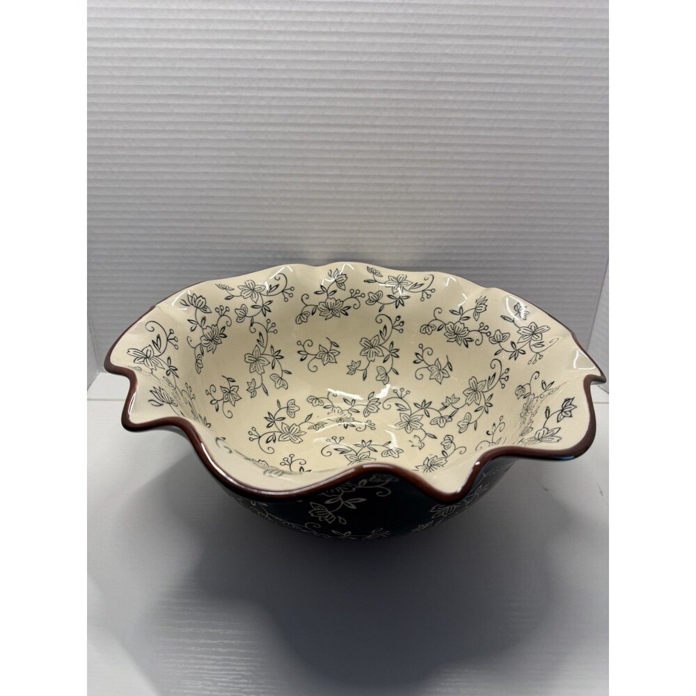 Temp-tations By Tara Floral Lace Scalloped Edge 3.5 QT Serving Bowl READ BELOW